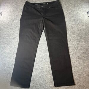 Faded Glory Women's Black Straight Leg Jeans Size 16P Five Pocket Mid Rise